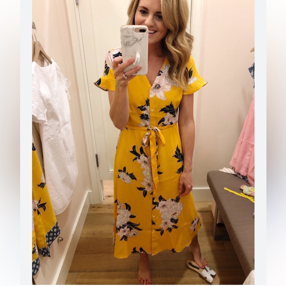 Ann Tailor Loft Floral Shirt Dress Sz 8 - Picture 1 of 4